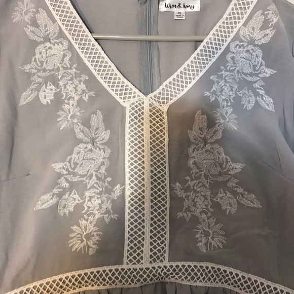 Grey Maxi Dress Wren and Ivory Embroidered Detail - Picture 4 of 6